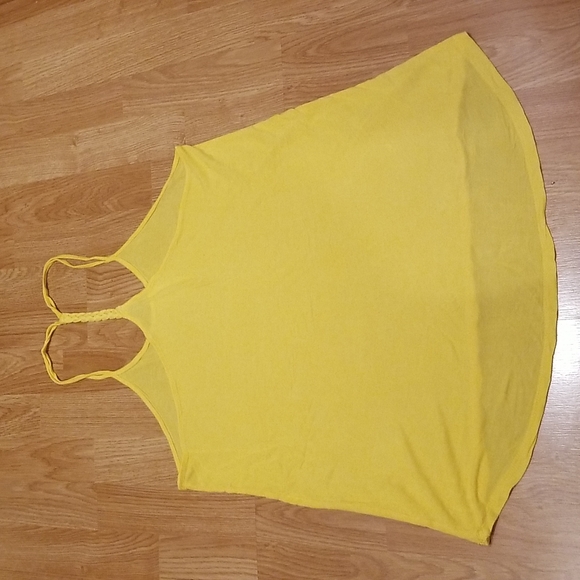 💥3/$10💥 Yellow Braided Racerback Hi-Lo Tank Top - Picture 9 of 10